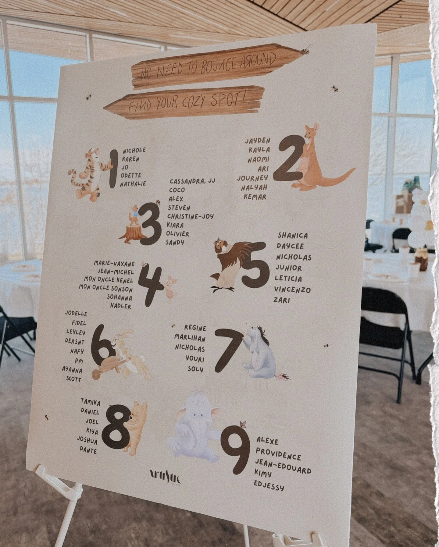NO NEED TO BOUИCE AЯOUND&mdash;FIИD YOUЯ COZY SPOT 🧸🤍🍯 

This custom seating chart was created for a Hundred Acre Wood&ndash;themed baby shower, where every detail felt straight out of the storybook. The mama-to-be wanted something special to guid
