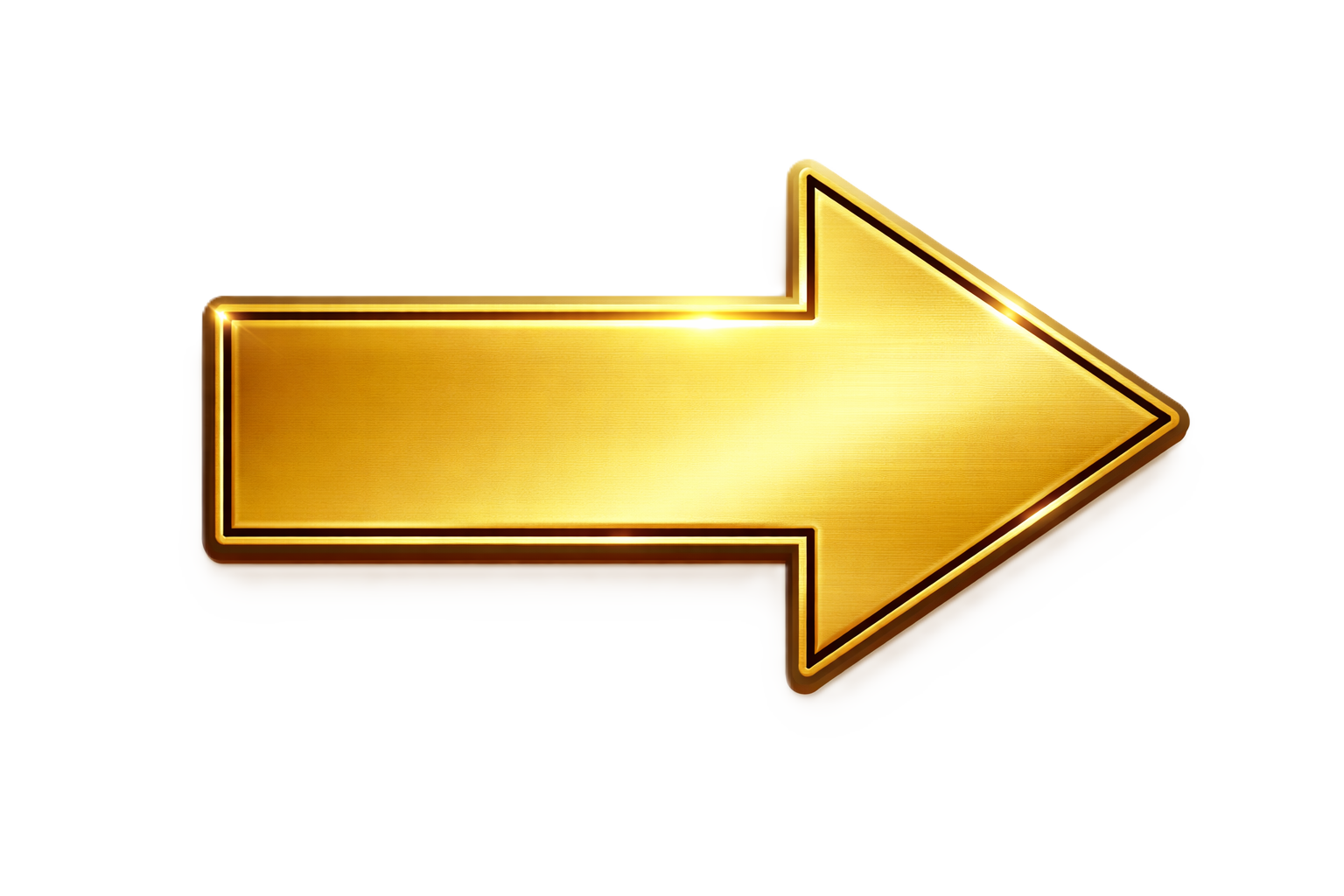 A shiny, gold arrow pointing to the right.