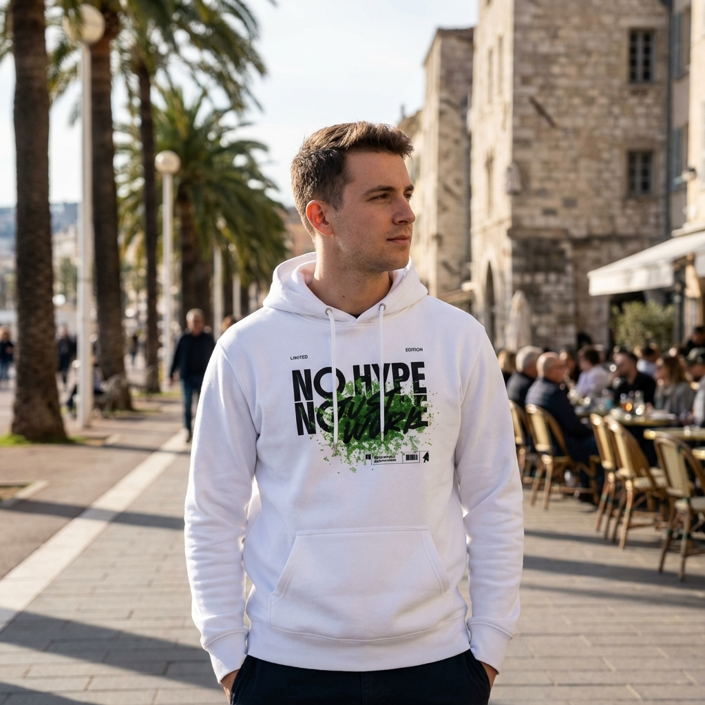 No hype-Just work - Hoodie Blanc