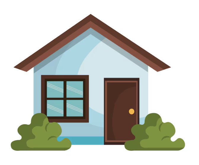 House with visible structural elements, including walls, roof, and framework reminiscent of a human body.