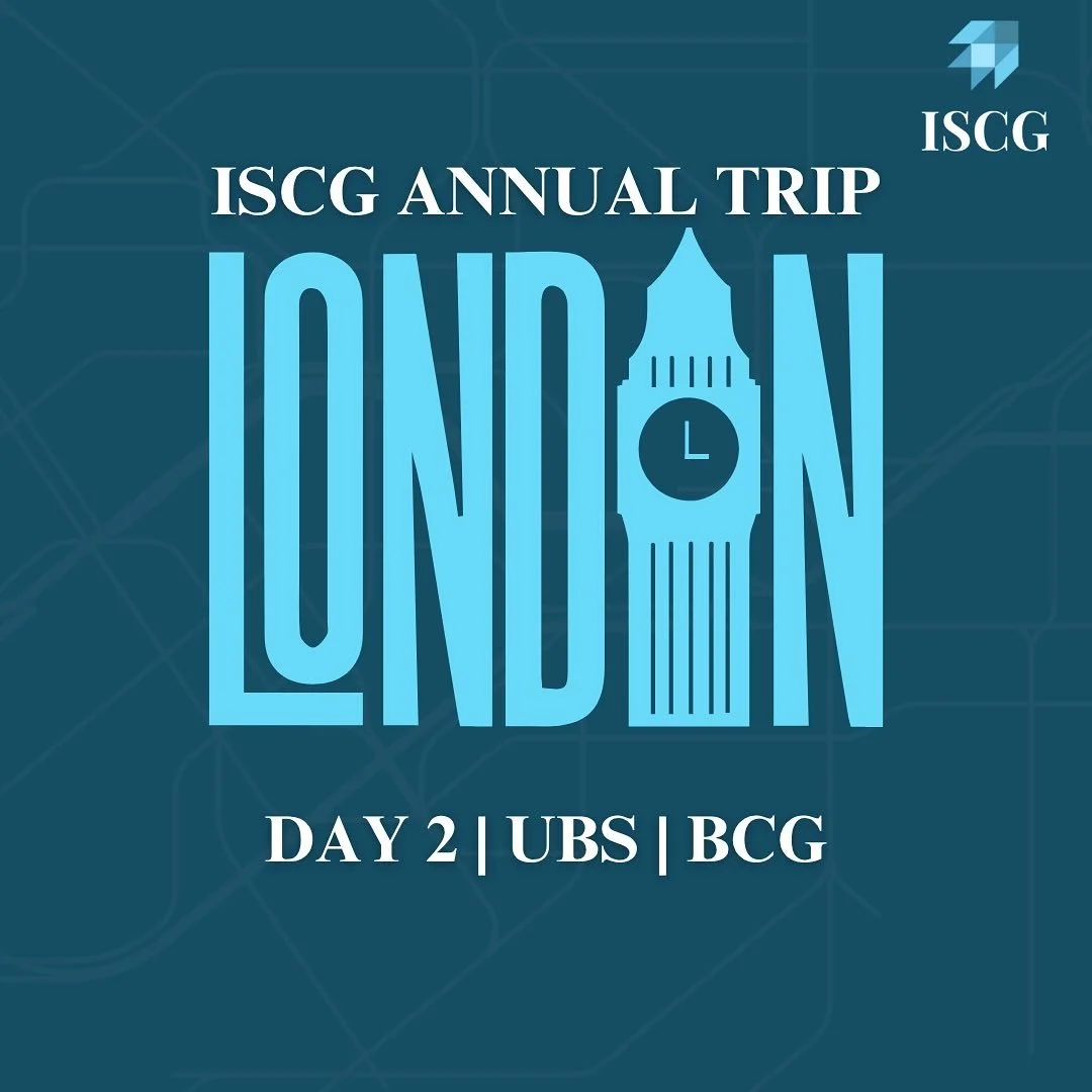 🌍Day 2 in London with ISCG

We started the day with an insightful visit to UBS, where we learned about opportunities in global banking and wealth management, and how graduates can build impactful careers in the financial sector.

In the afternoon, w