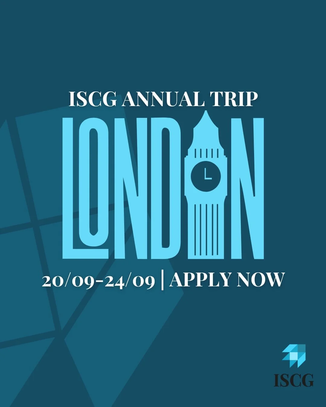 🚨🚨 Applications for the annual ISCG London Trip are now open! 🇬🇧

If you&rsquo;re interested in exploring London&rsquo;s leading financial firms, expanding your professional network, and meeting like-minded students, apply through the link in our