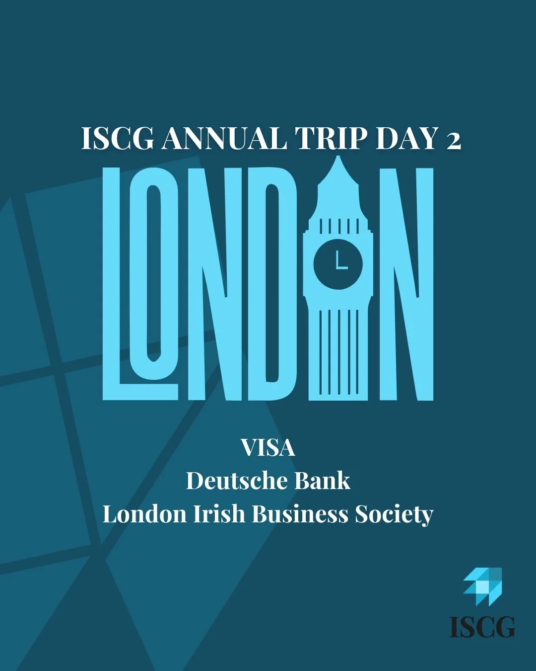 Day 2 of the ISCG Annual London Trip

Packed with invaluable insights and high-impact discussions across London&rsquo;s business landscape. 

Visa &mdash; the team had the chance to dive into Visa Consulting &amp; Analytics UK &amp; I, exploring data