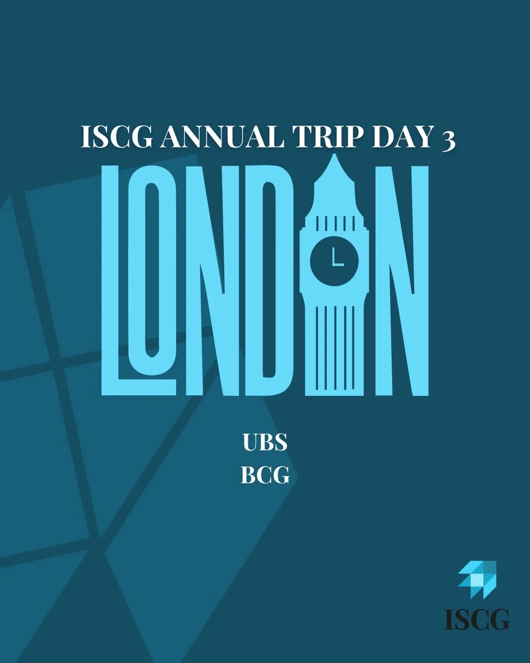 ISCG Annual London Trip Day 3

Wrapping up an incredible few days in London with visits to two industry-leading firms:

UBS &mdash; the team received strategic insights into global wealth management, investment banking, and navigating international f