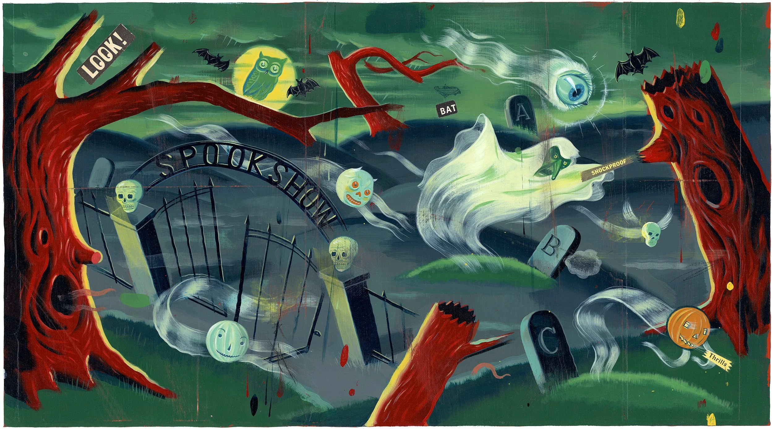“ABC Spookshow” endpapers art