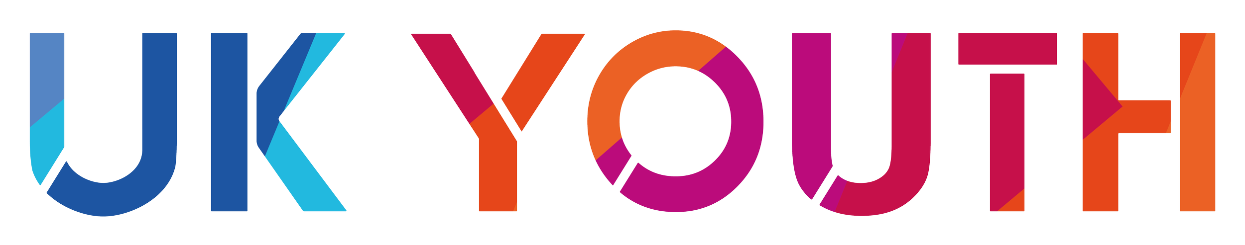 Colorful, overlapping text spelling out 'UK YOUTH' with vibrant and abstract design elements.