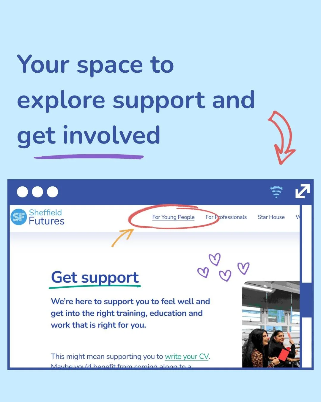 Not sure where to start when it comes to support or getting involved? 🤔

Our new website now has a space just for young people, bringing everything together in one place. You can explore our services, find out what support is available, check out up