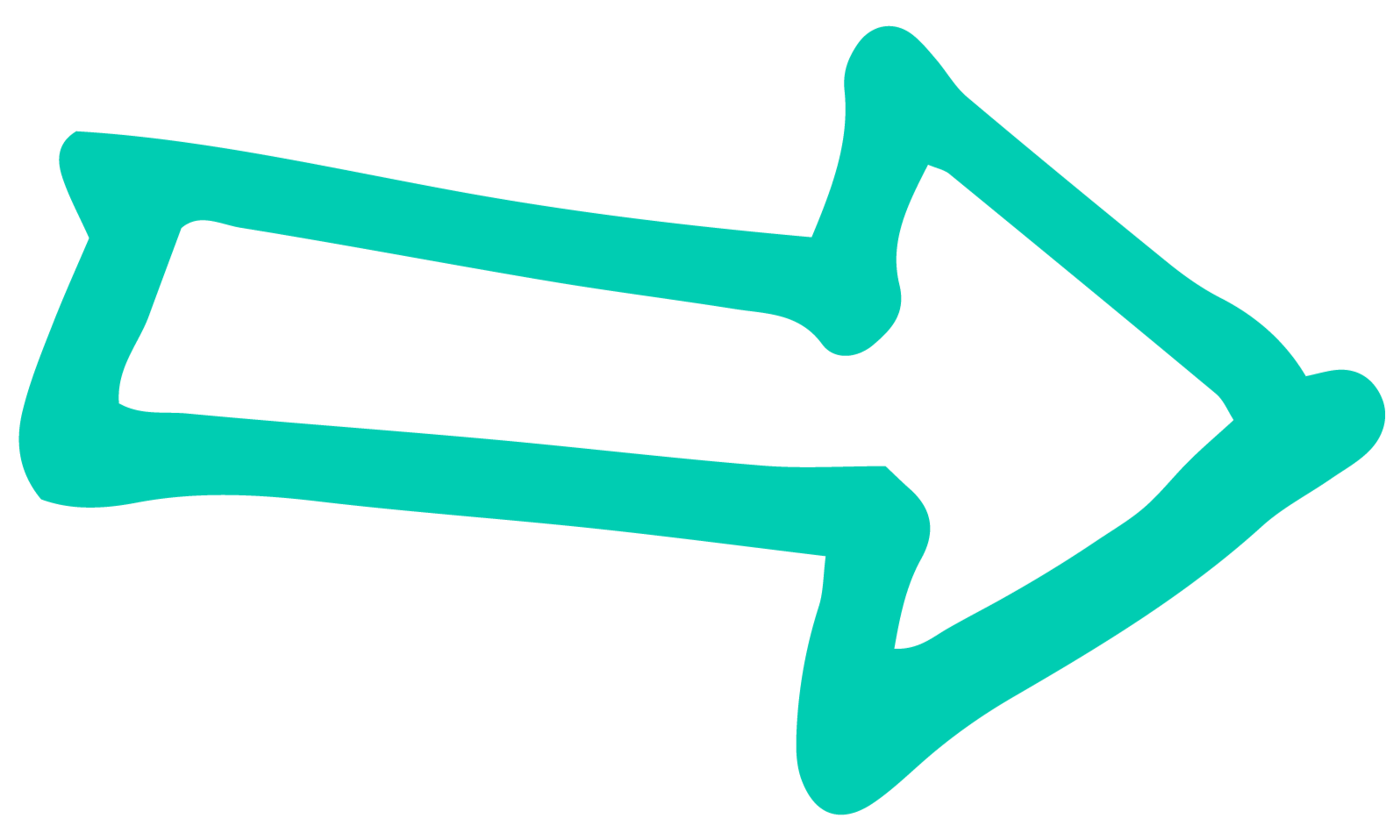 A turquoise arrow pointing to the right, with a sketchy, hand-drawn style.