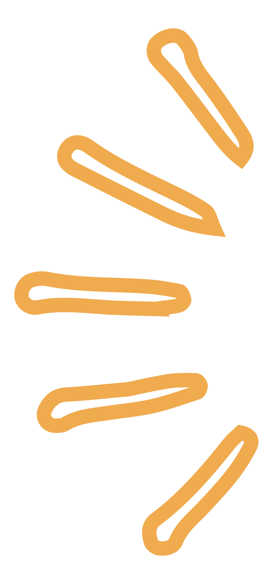 Illustration of five bacon strips on a black background.