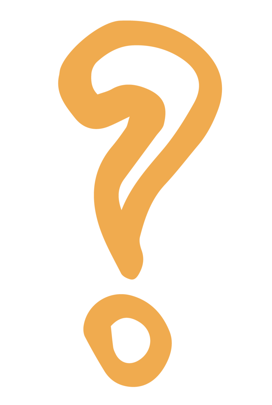 Orange question mark on a black background.