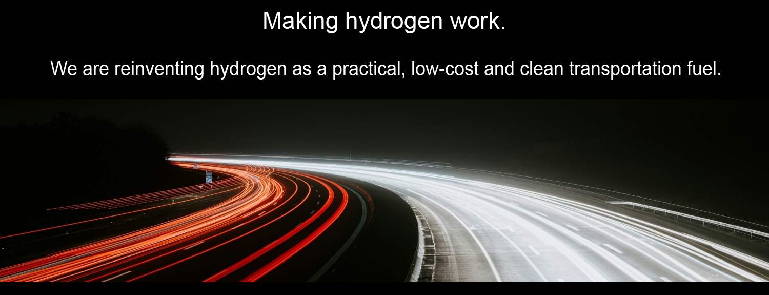 Nighttime highway with light trails from moving vehicles, illustrating the concept of hydrogen as a clean transportation fuel.