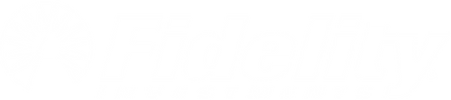 Fidelity Investments logo in white with a rising sun symbol