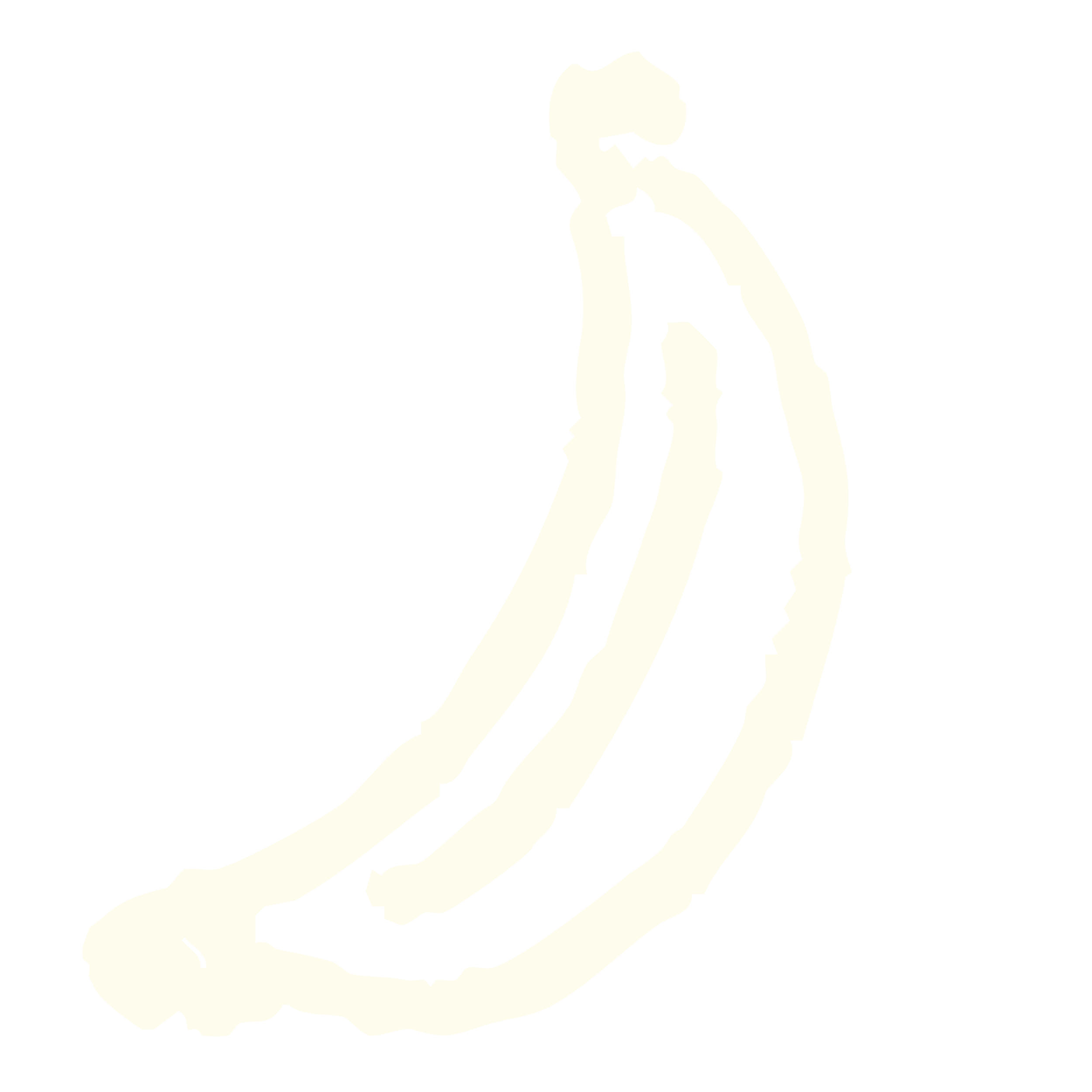Cream colored line art illustration of a banana