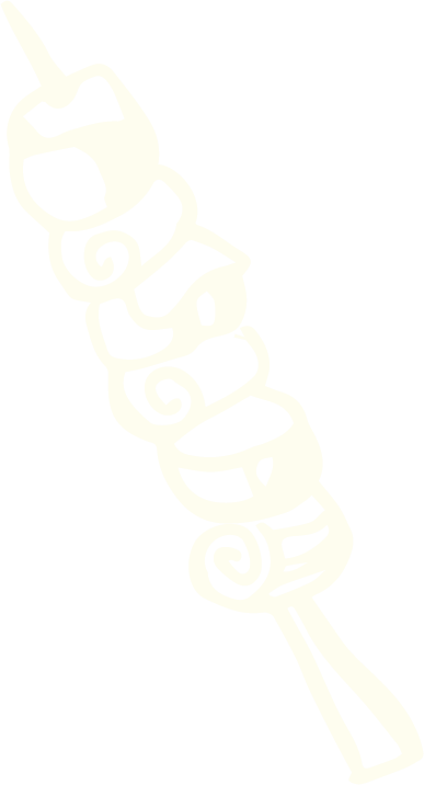 Cream colored line art illustration of Yakitori