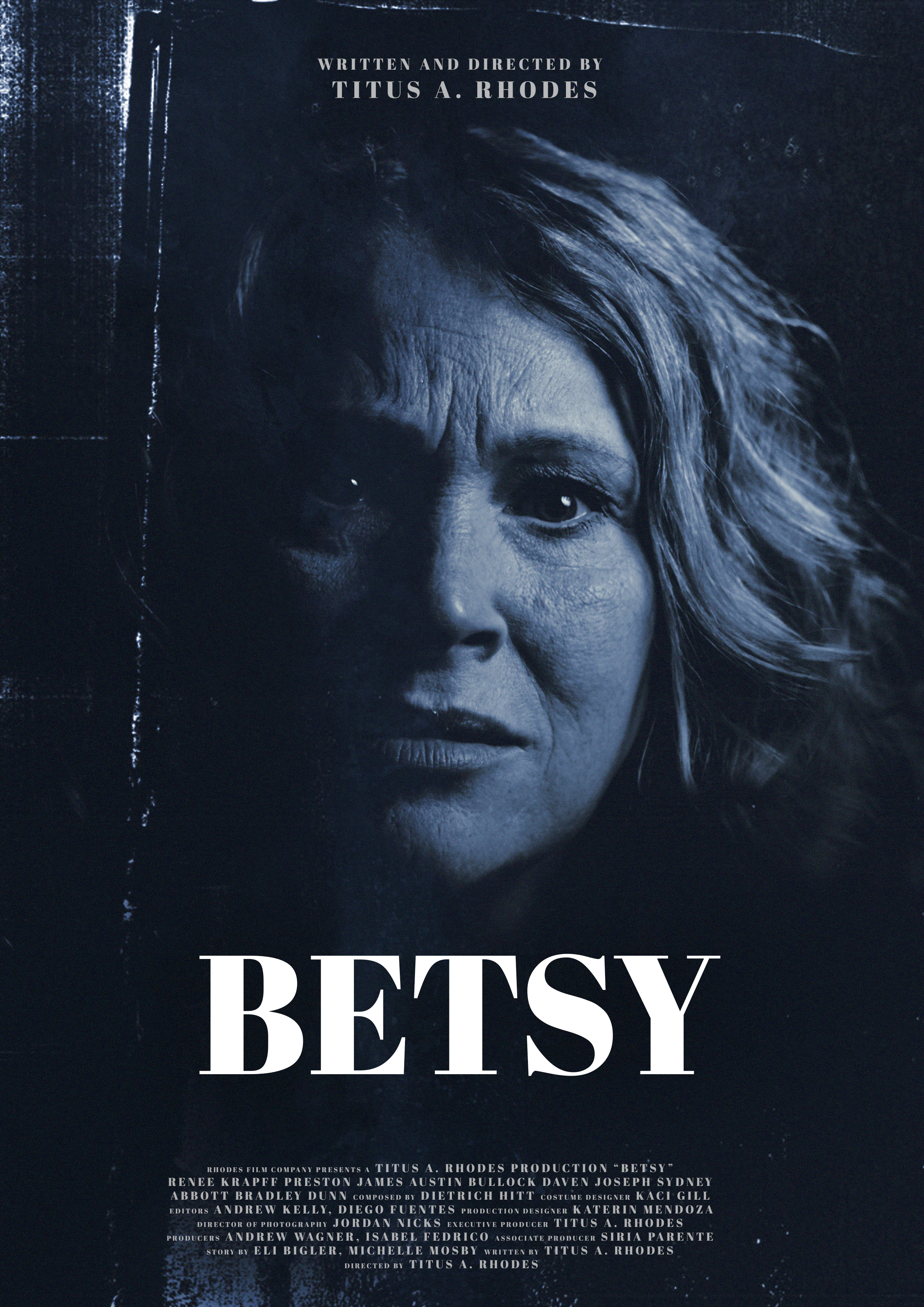 The poster for the film "Betsy" featuring a close-up of a woman's face in black and white, with the title "BETSY" in large letters and credits at the bottom.