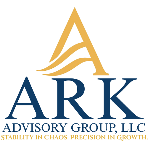Logo for ARK Advisory Group, LLC, with the company name and the tagline 'Stability in Chaos. Precision in Growth.'