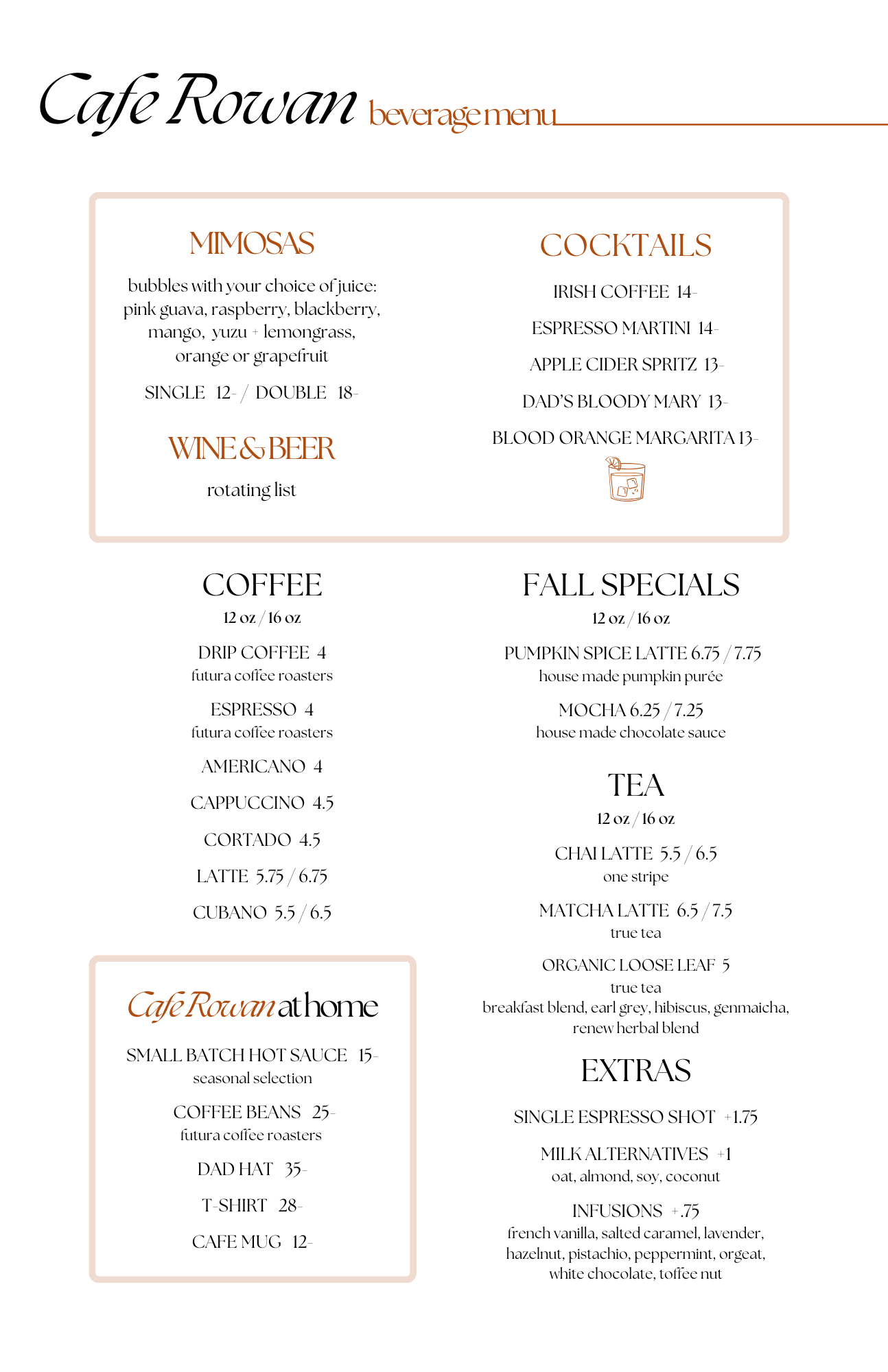 FALL 25 BEVERAGE MENU