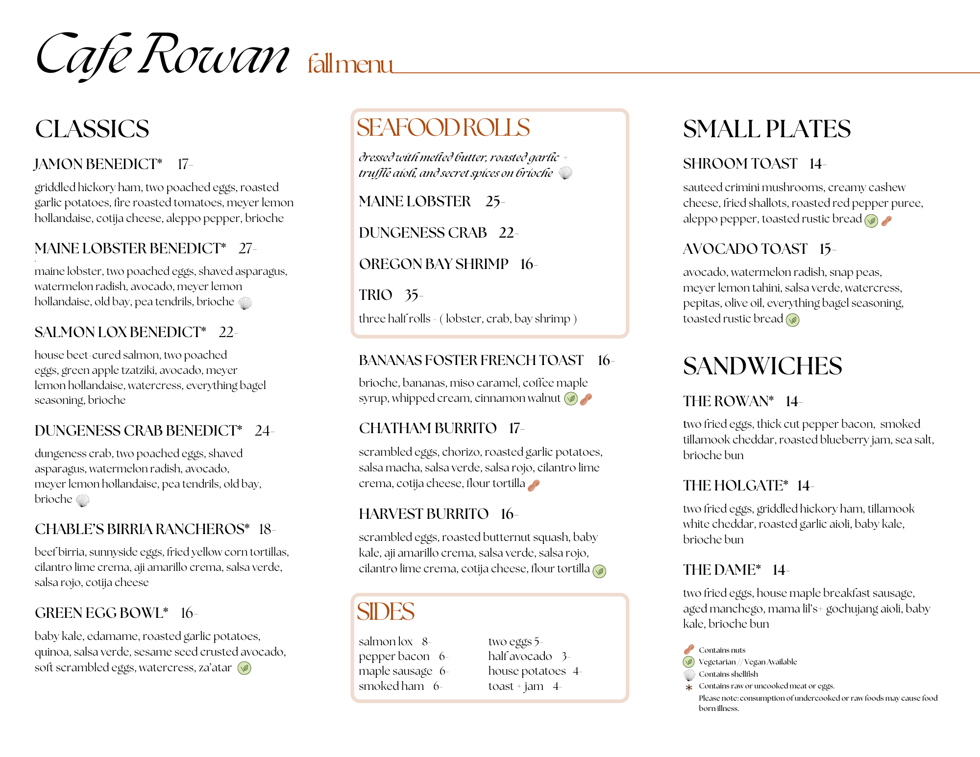 FALL 2025 BRUNCH MENU