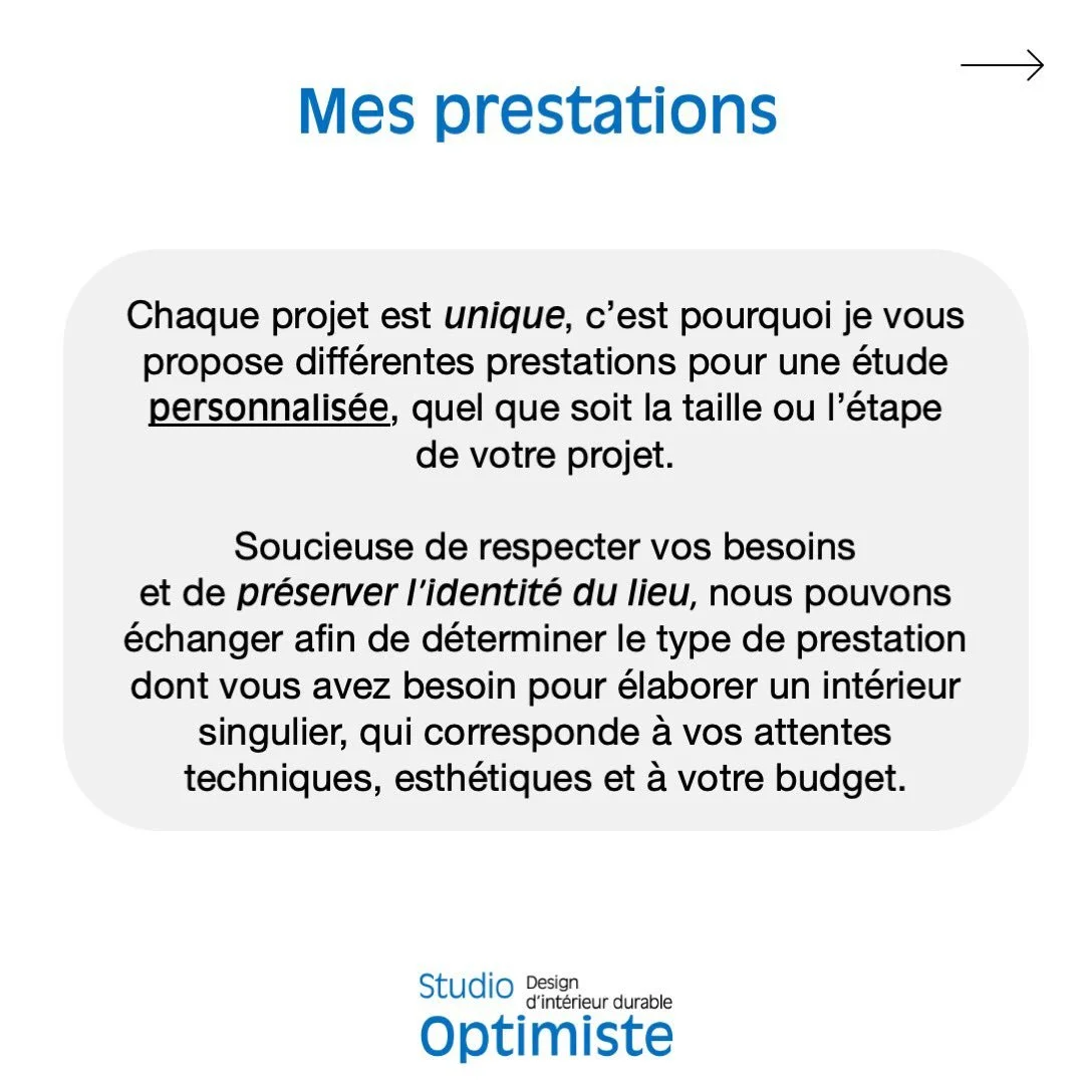 l PRESTATIONS l 

&bull; Le design d&rsquo;int&eacute;rieur repose sur la conception et l&rsquo;am&eacute;nagement d&rsquo;espaces habit&eacute;s. Je m&rsquo;applique &agrave; r&eacute;aliser des int&eacute;rieurs fonctionnels, confortables et esth&e