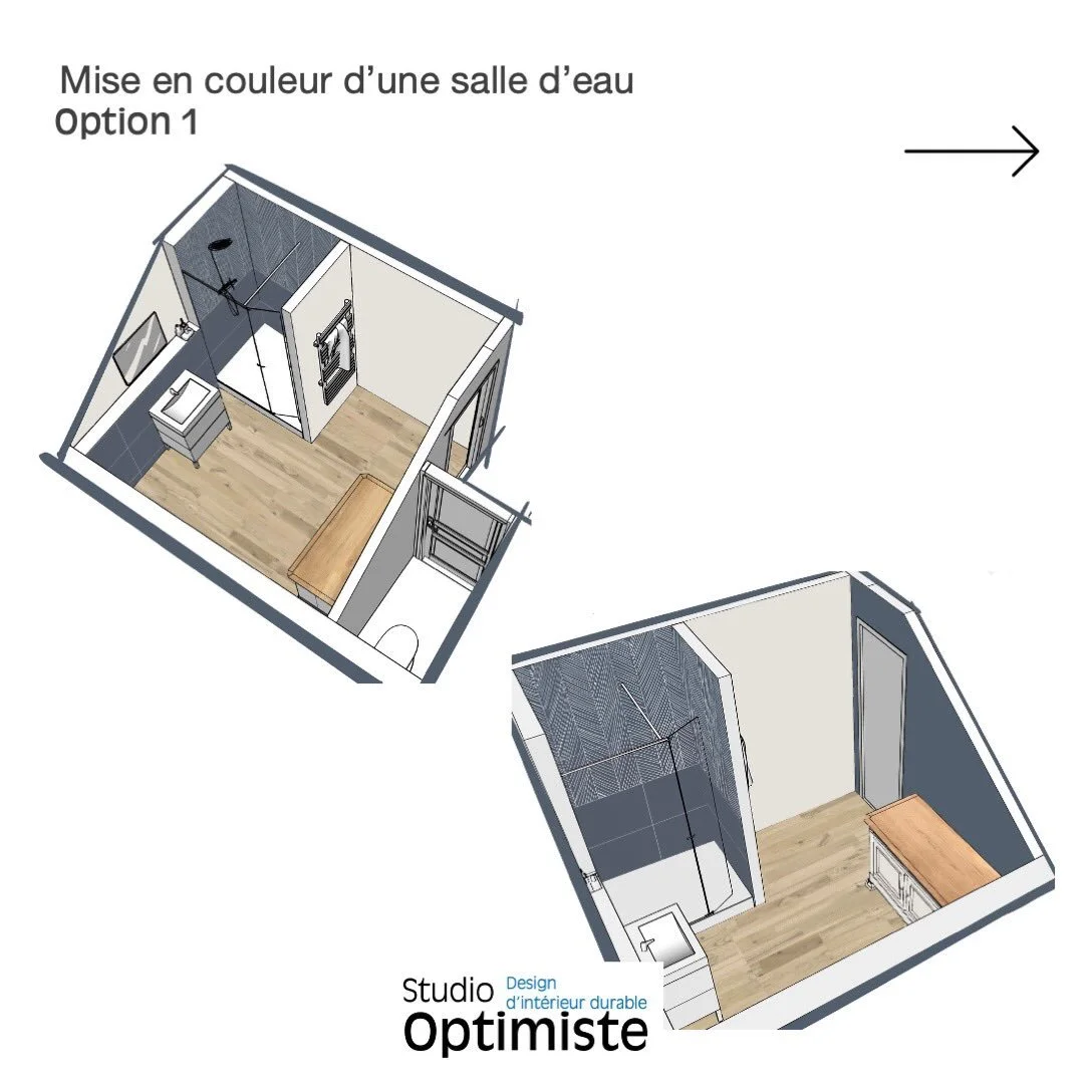 l PROJET CLIENT l 

Am&eacute;nagement de combles dans un petit village proche de Cormatin en Bourgogne : Mise en couleur et calepinage de la salle d&rsquo;eau. 

Apr&egrave;s validation de l&rsquo;agencement et de l&rsquo;ambiance g&eacute;n&eacute;