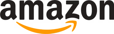 Amazon logo with black background and orange arrow