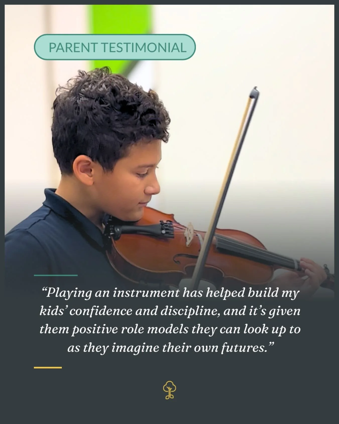 Our music programs support students not only in learning an instrument, but in developing skills that carry into other areas of their lives.

We&rsquo;re grateful to partner with families to help make this access possible🎶🎵