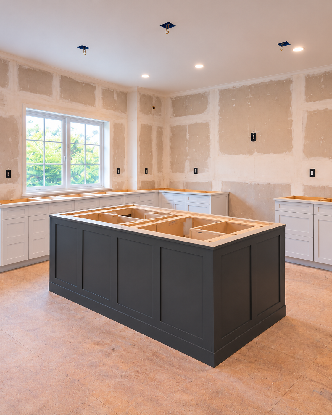 Kitchen remodeling construction phase side view in McLean, Virginia