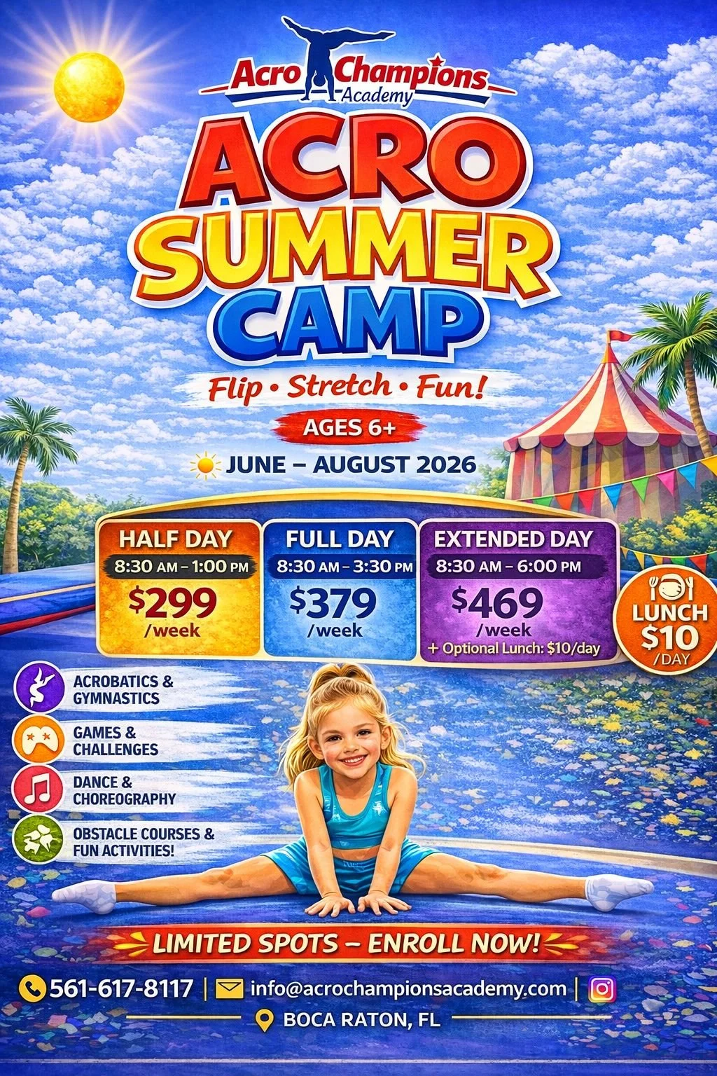 Acro Champions Summer Camp Flyer