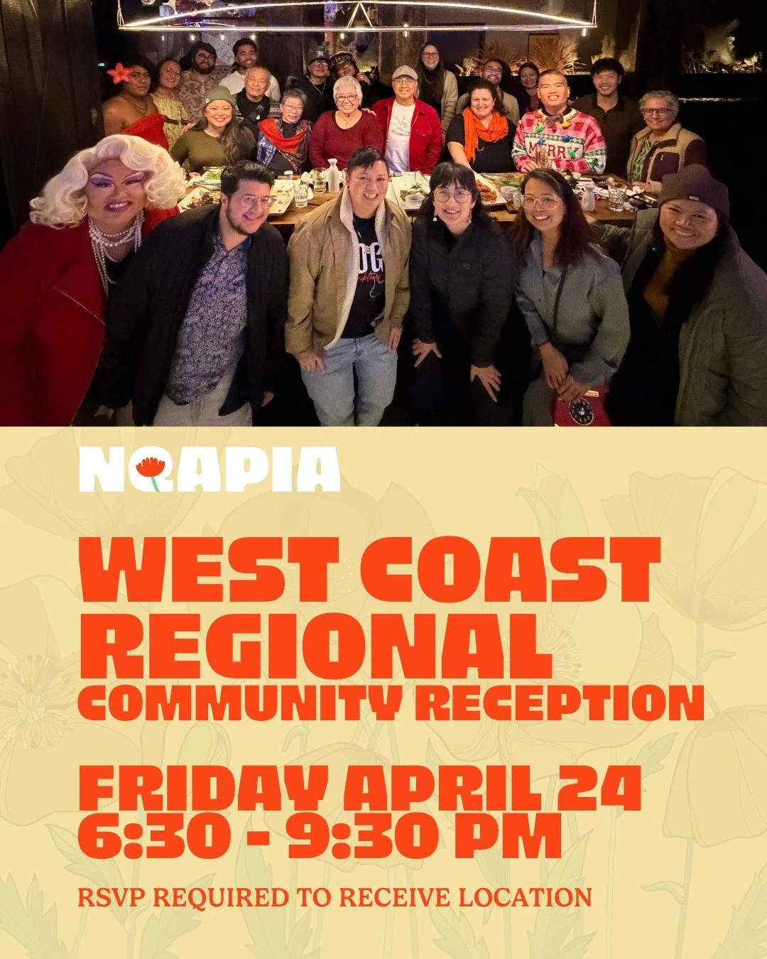 Tickets are now available for NQAPIA&rsquo;s Community Reception in San Francisco &mdash; RSVP today to join us on Friday, April 24.

This evening gathering brings together LGBTQ+ AANHPI community members and allies to continue the momentum of the We