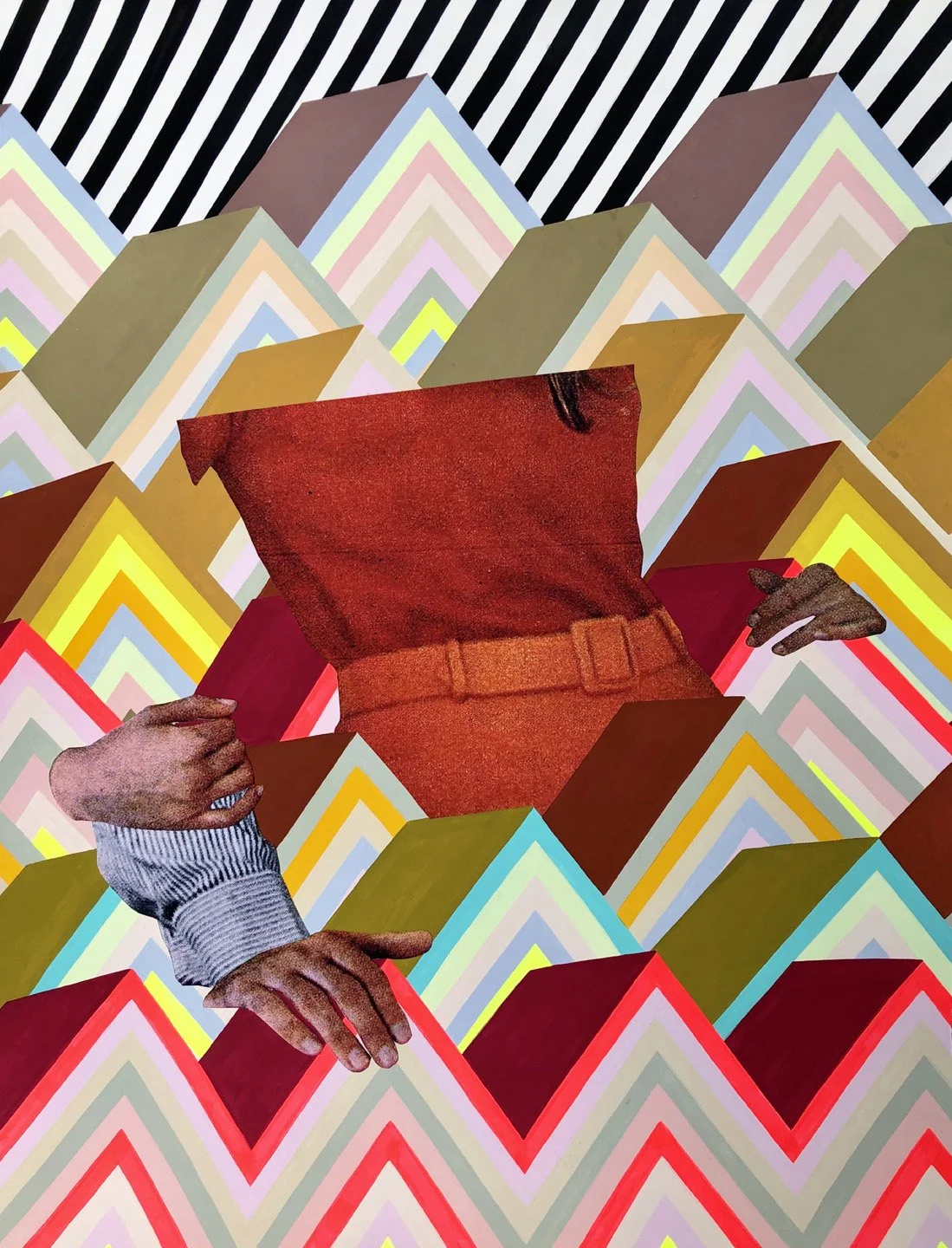 "Phantom Limbs," 2019,
Gouache and collage on paper,
15" x 12"