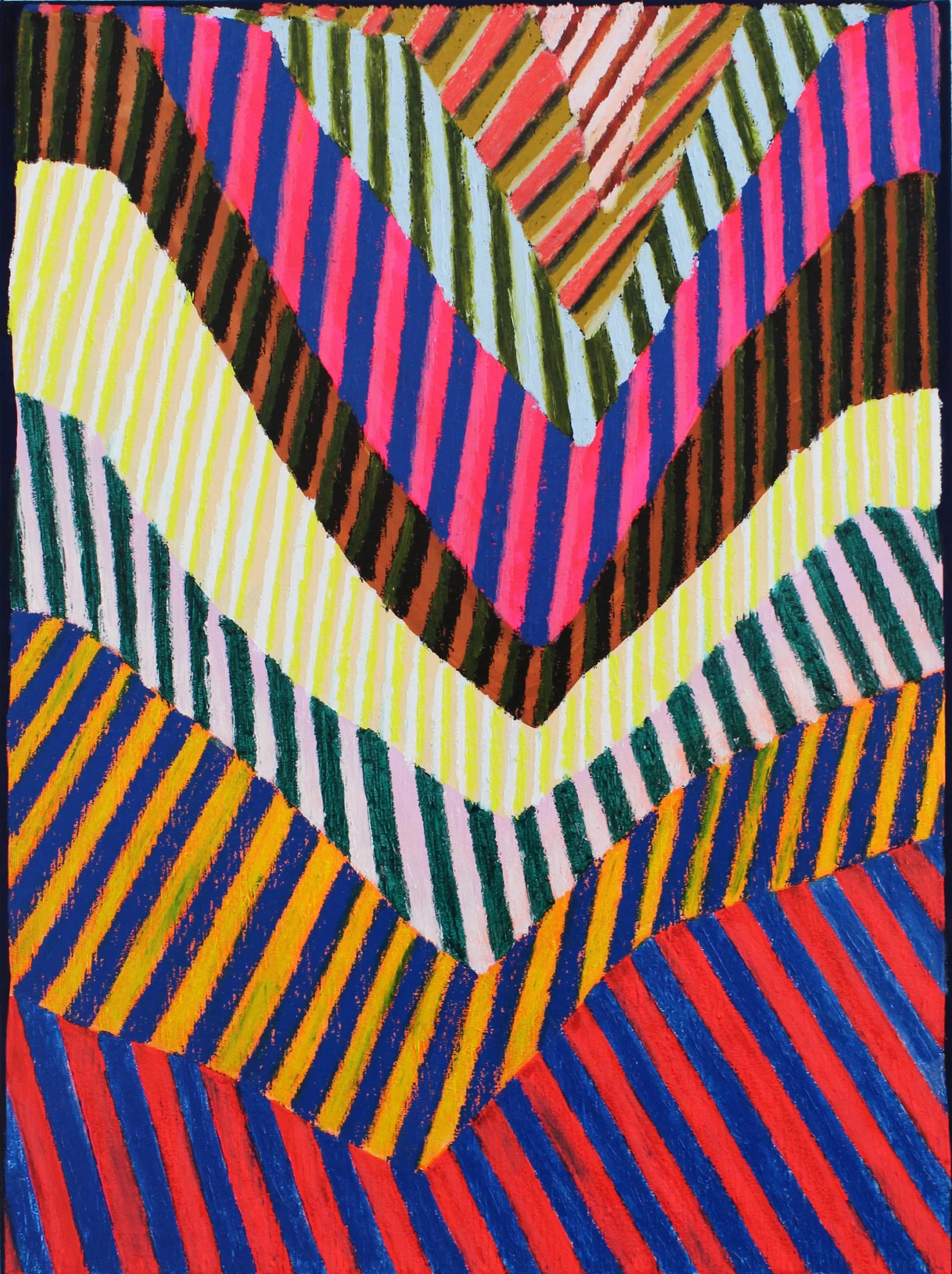 "Crevasse," 2021,
Acrylic, Flashe, DayGlo and oil stick on canvas,
40" x 30"