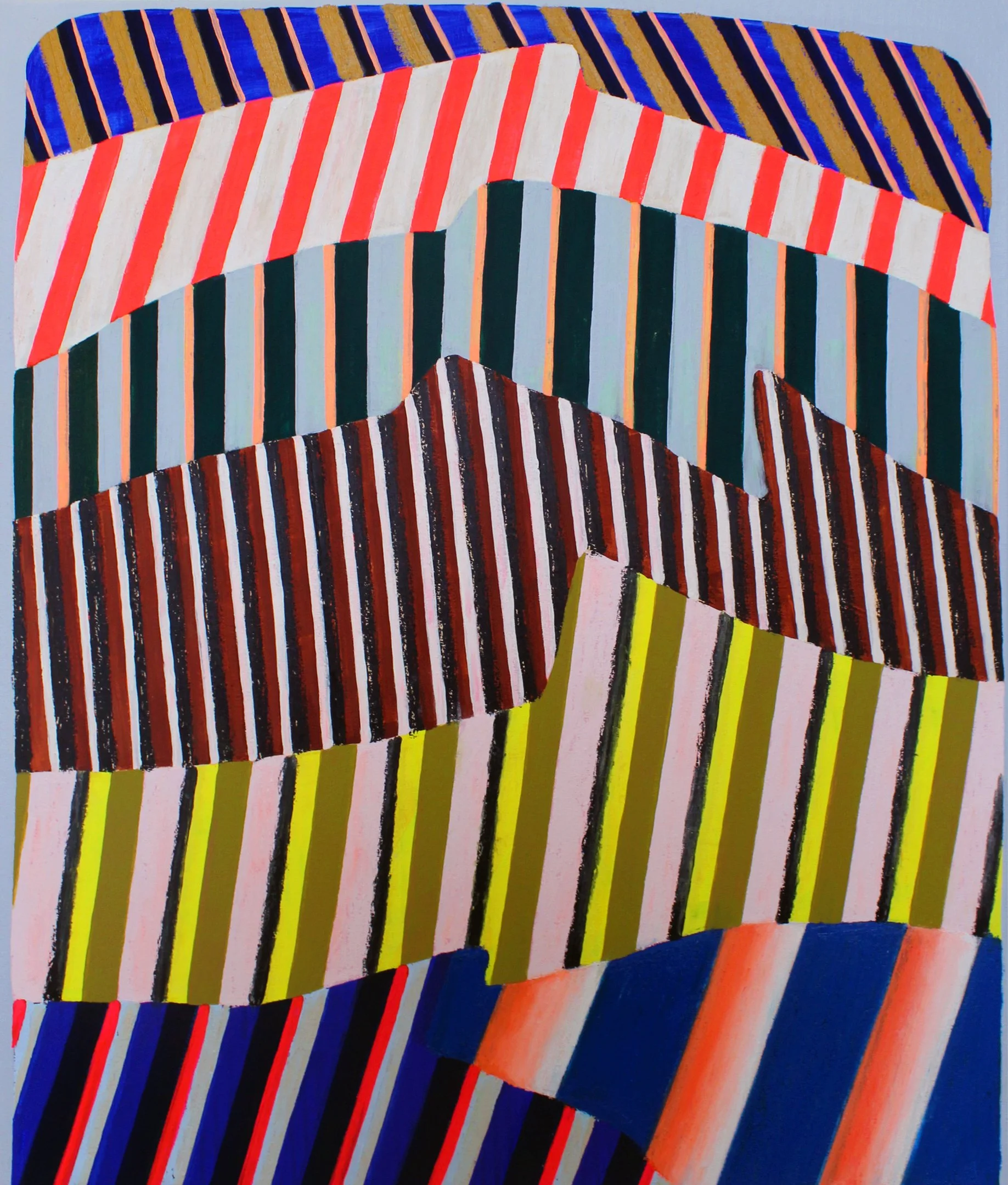 "Devil's Tower," 2021,
Acrylic, DayGlo and oil stick on canvas,
36" x 30"