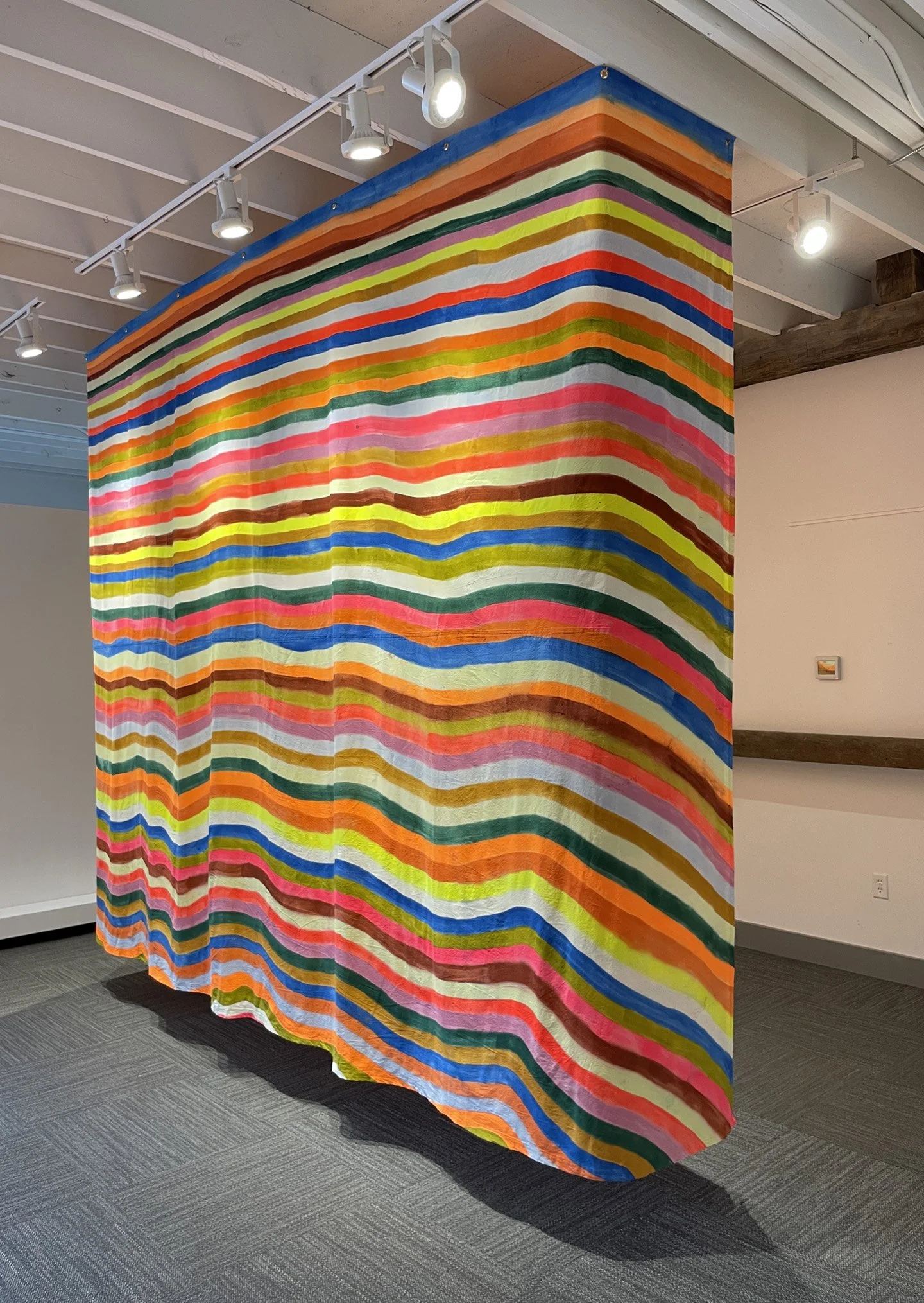 "Monolith," 2023,
Acrylic and DayGlo on muslin,
9' x 12' x 2'