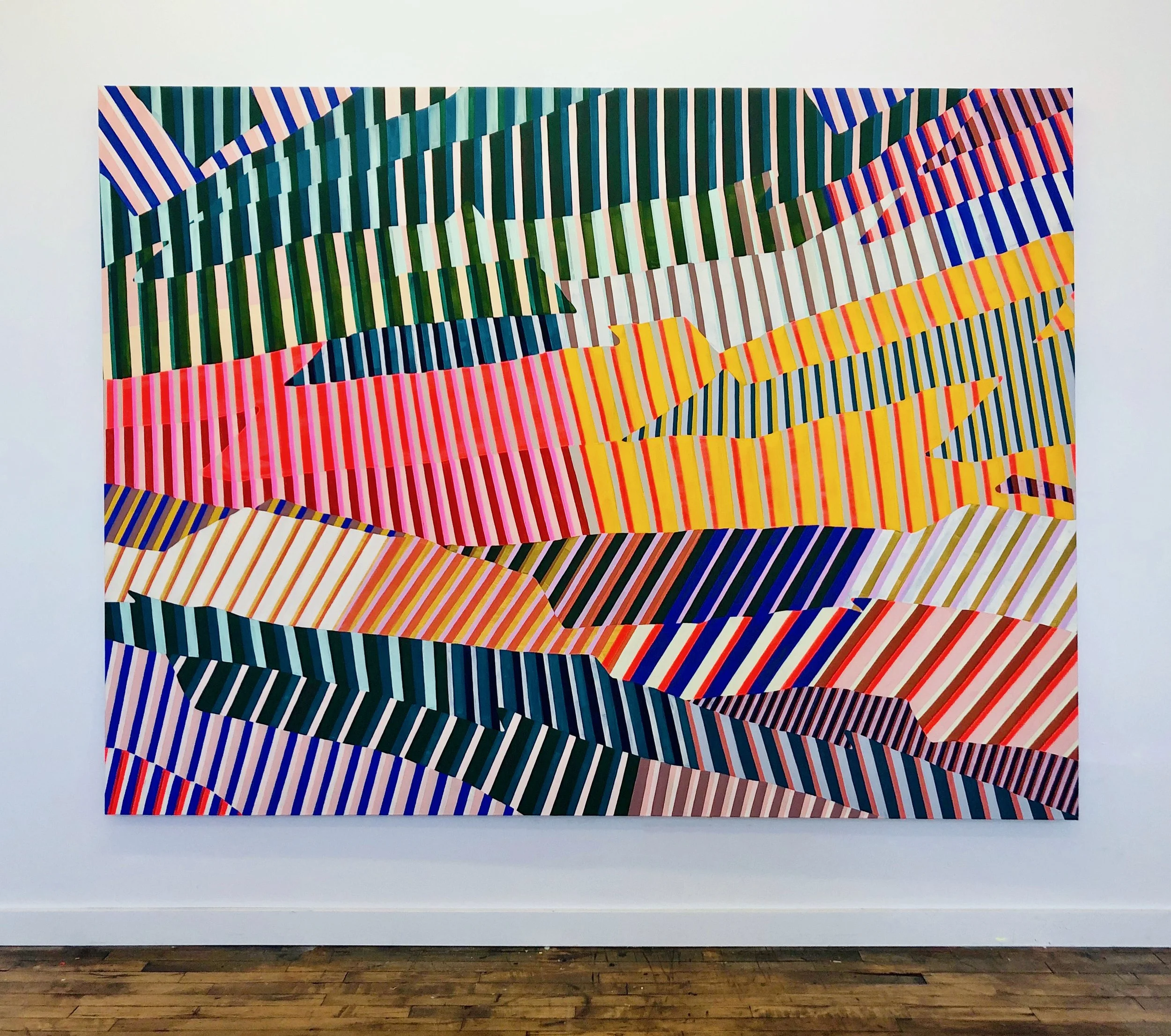 "Muscle Memory," 2020,
Acrylic, DayGlo and Flashe on canvas,
72" x 96"