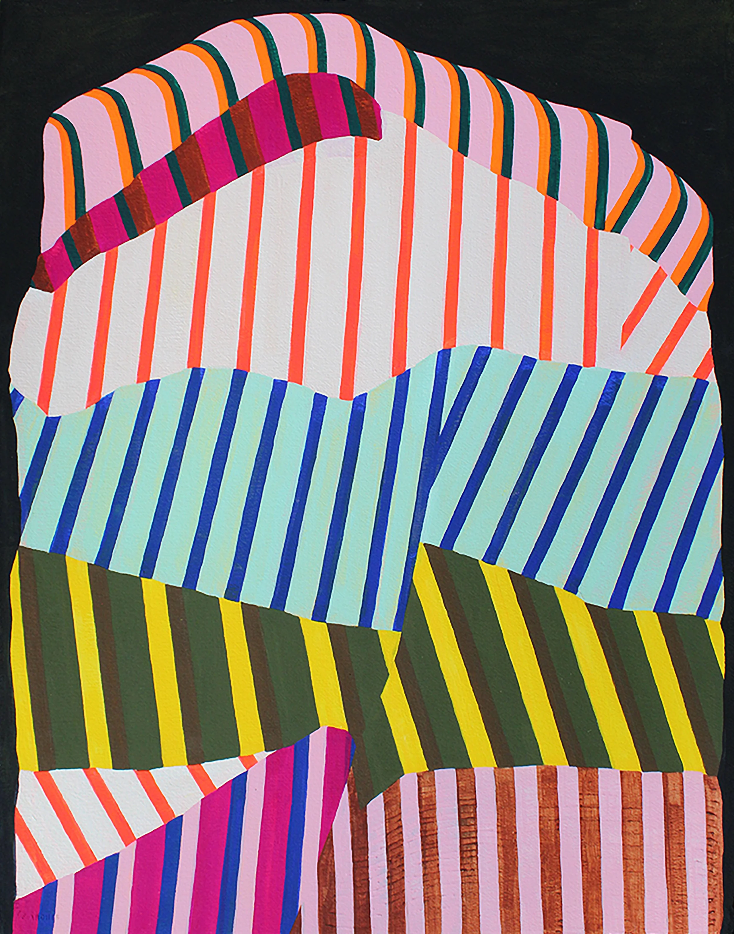 "Memory Pile," 2022,
Acrylic, Flashe and DayGlo on watercolor paper,
30" x 22"