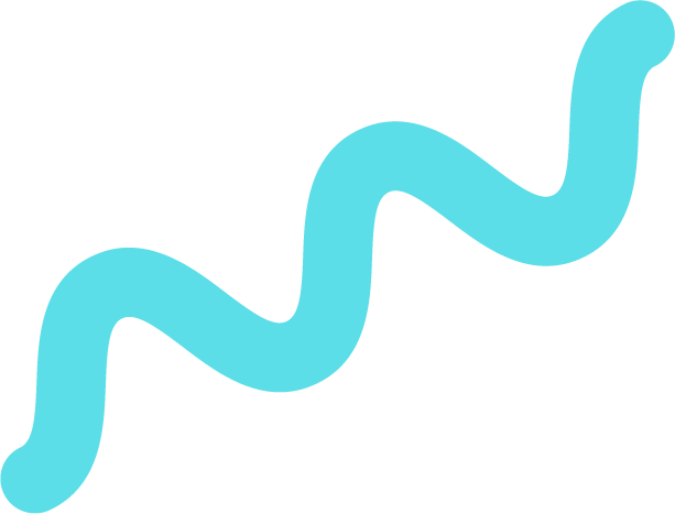 Light blue, wavy, snake-like shape on a black background.