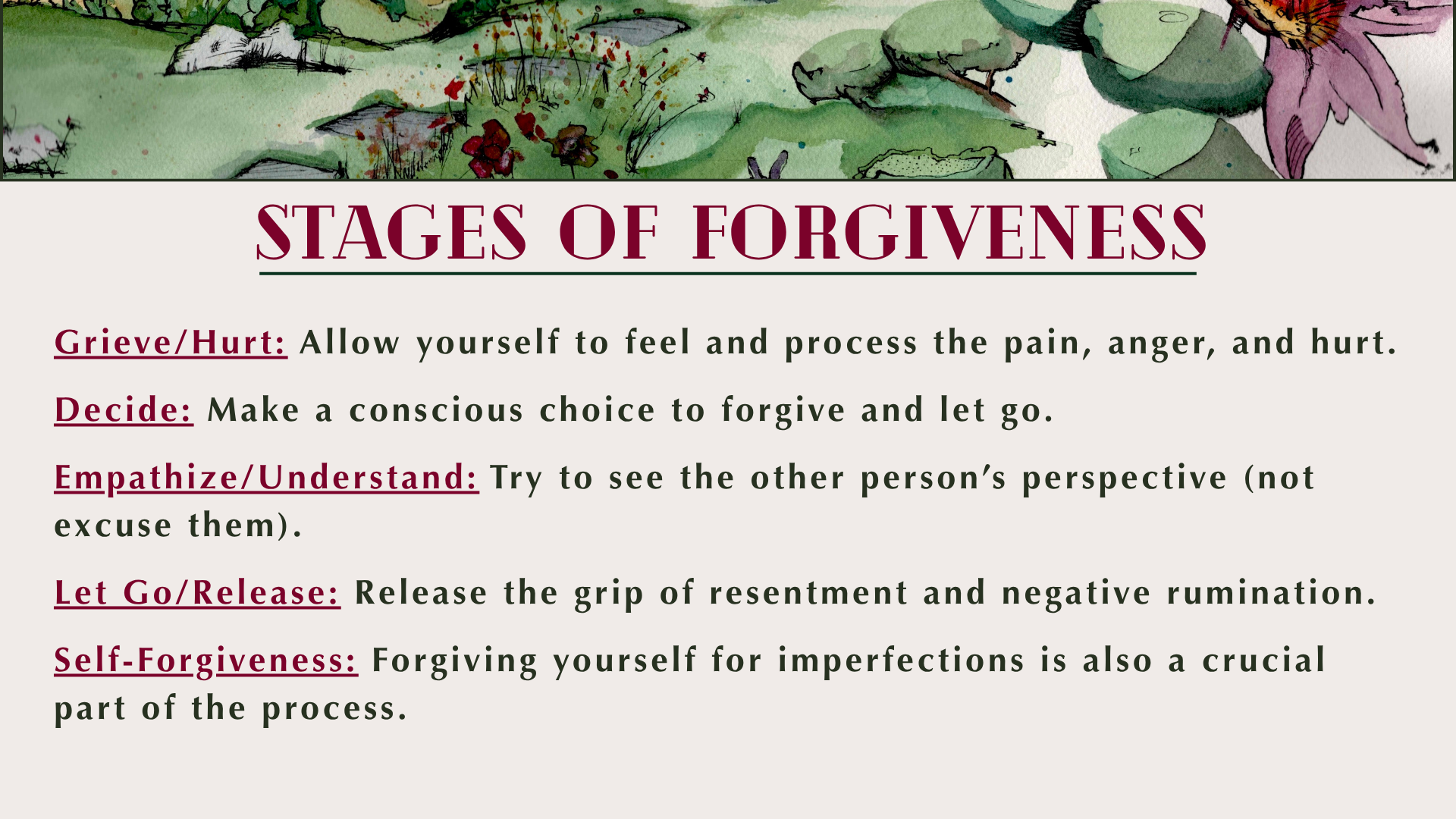 Slides from Forgiveness - The Road to Healing
