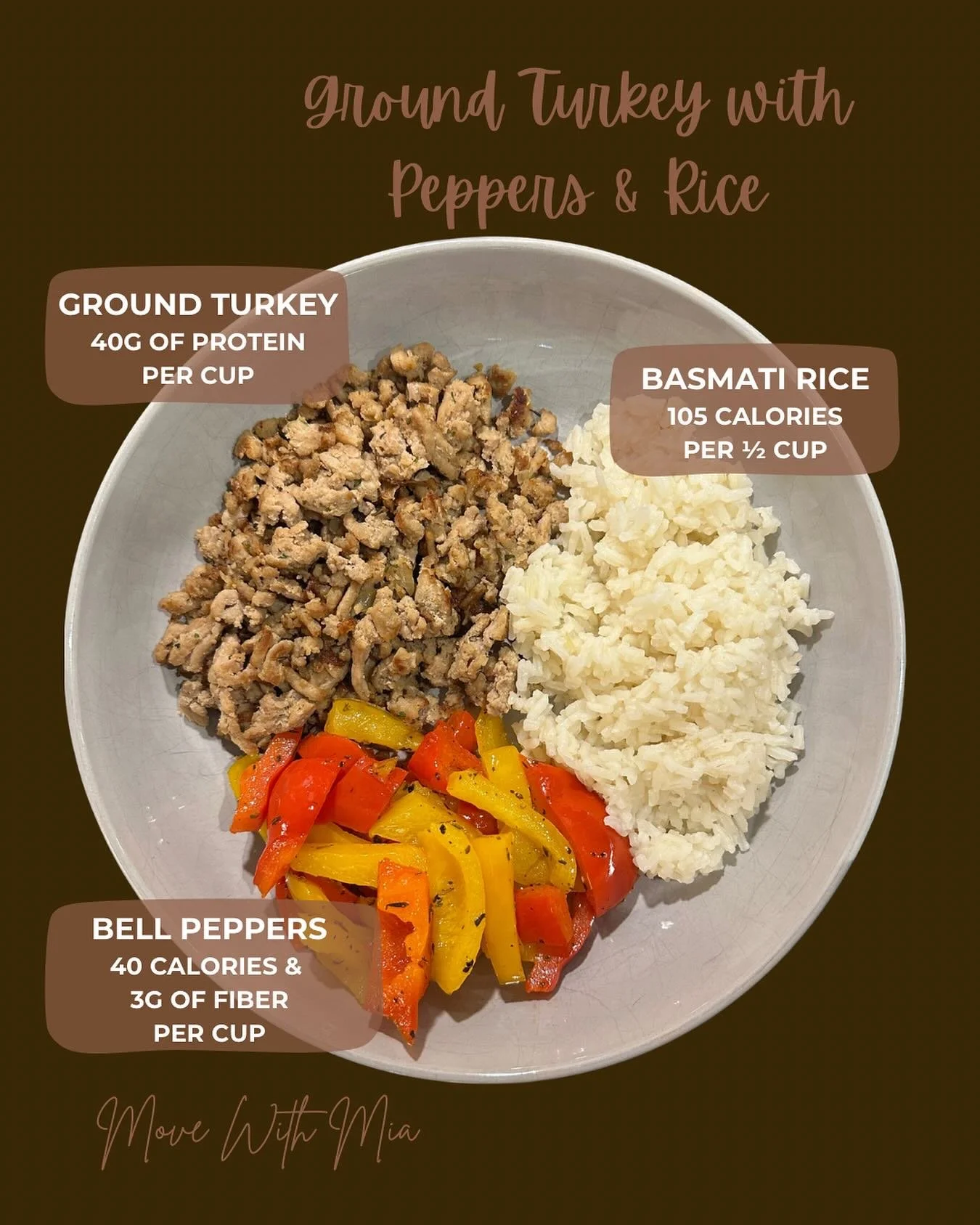 A simple, balanced plate🍗🫑🍚

You&rsquo;ve got ground turkey for lean protein, bell peppers for vitamins and antioxidants, and basmati rice for steady carbs.

Together they deliver protein for muscle repair, complex carbs for energy, and plenty of 