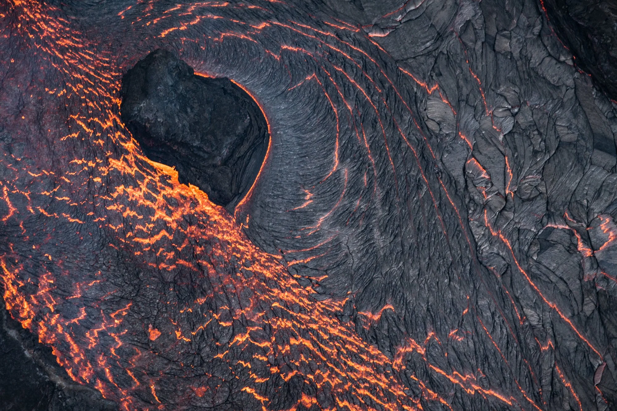 Lava flow on the big island of Hawaii during the Kilauea eruption in 2018. Image by Tyler Schiffman