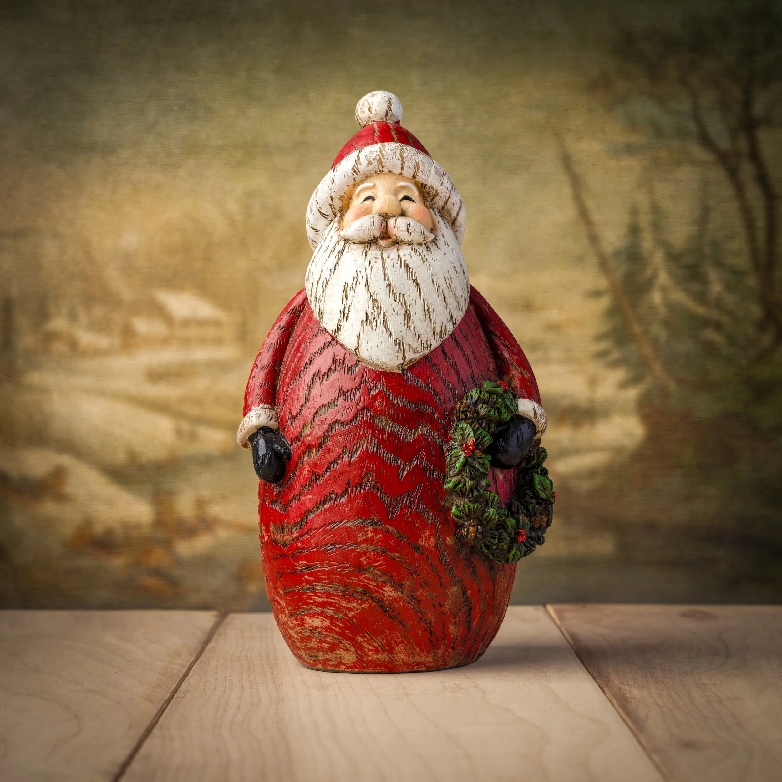 Jolly Wooden Santa