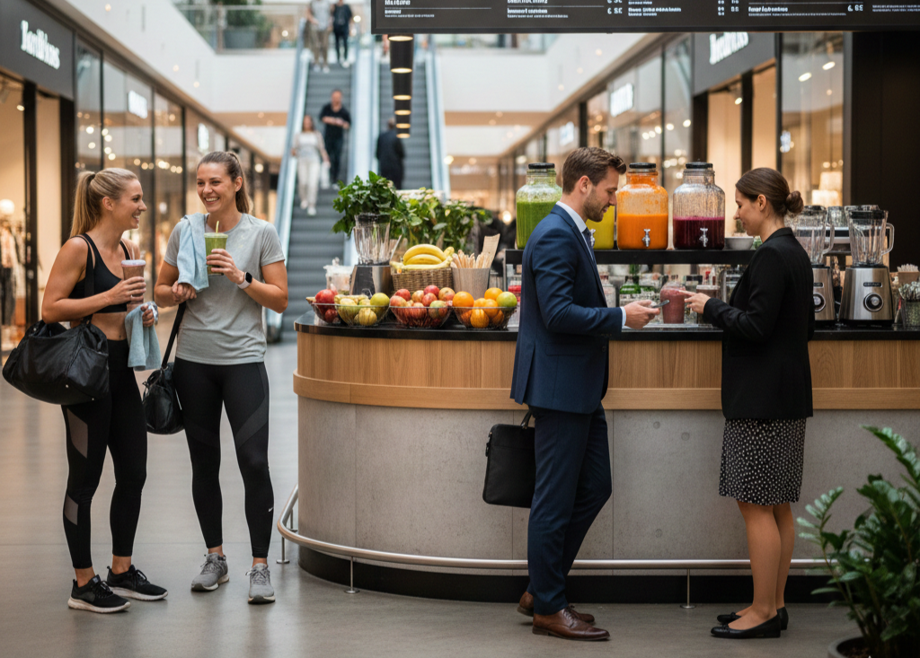 AI-generiertes Bild einer synchore-Fallstudie zu Symbiose-Faktoren einer Juice Bar in Berlin