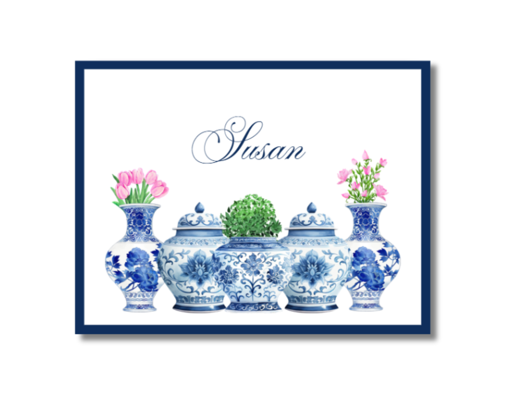 Chinoiserie Vase Flat Cards