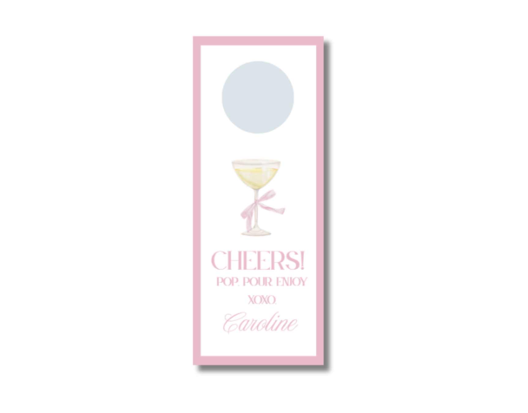 Pop, Pour, Enjoy Coupe Wine Tag