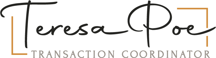 Logo for Teresa Poe, Transaction Coordinator, with stylized text and border