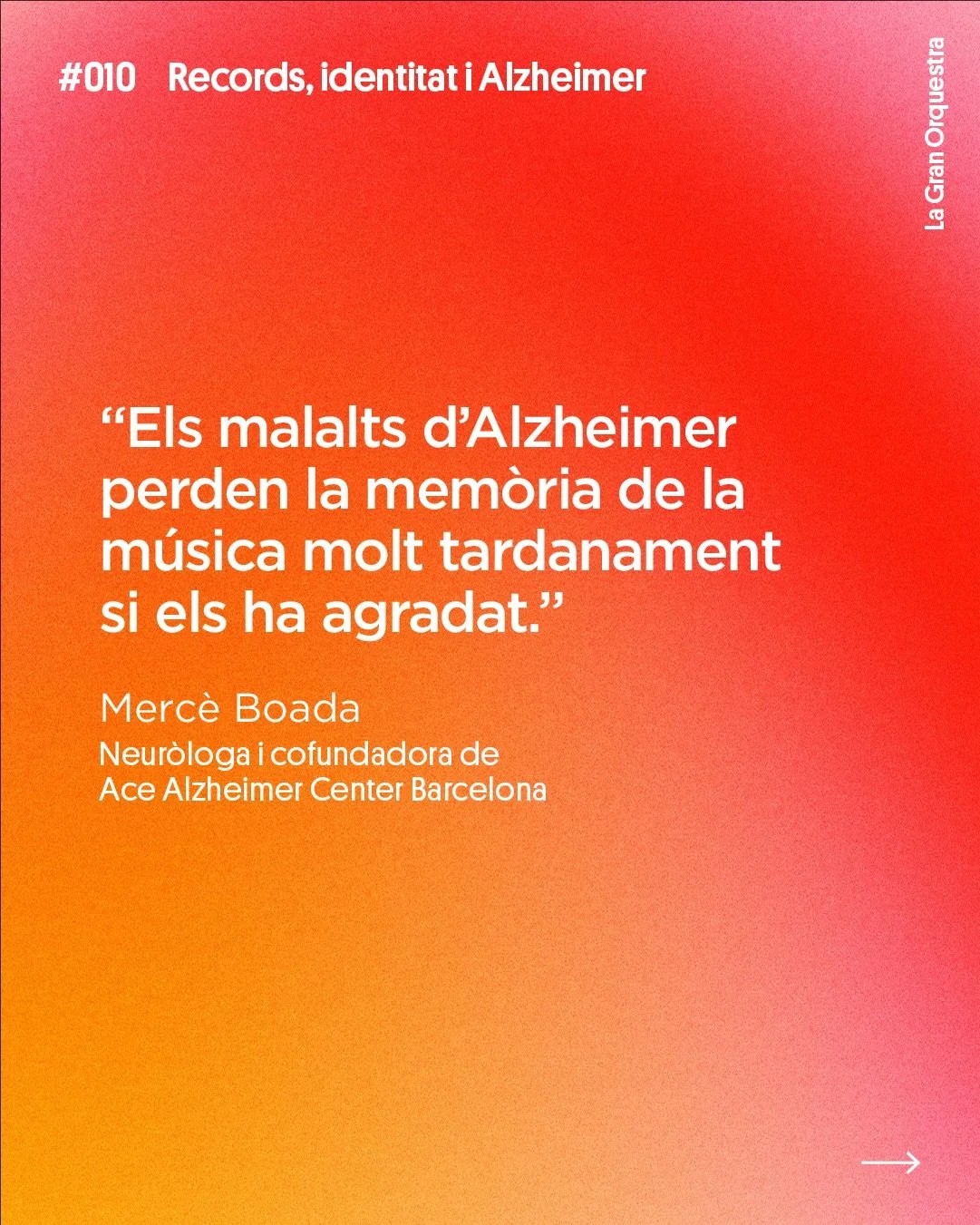 Tanquem la temporada parlant de l&rsquo;Alzheimer. Una malaltia que desafia la mem&ograve;ria, la identitat i els vincles que ens construeixen com a persones.  Ho farem amb la Dra. Merc&egrave; Boada, neur&ograve;loga, directora m&egrave;dica i cofun