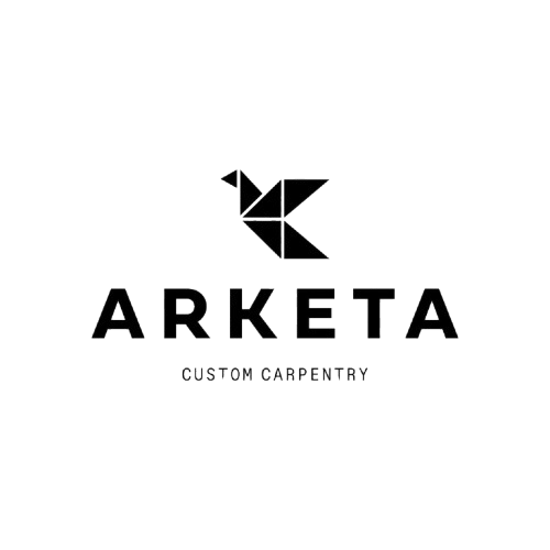 Logo for Arketa Custom Carpentry featuring a geometric bird icon above the company name