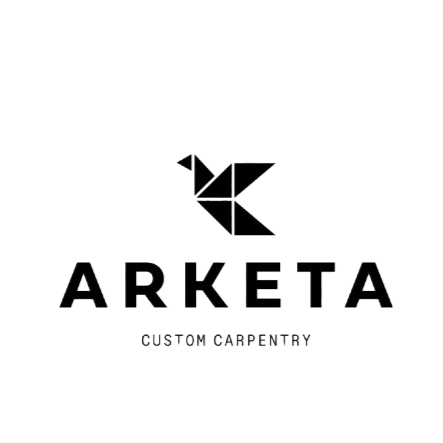 Logo for Arketa Custom Carpentry, featuring a stylized tree and the company name.