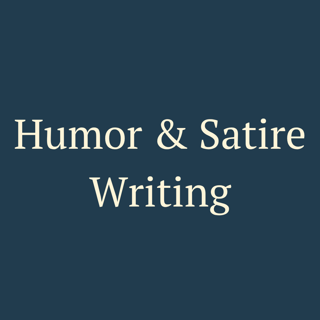 Cover slide with navy background and white text that reads 'Humor & Satire Writing'.