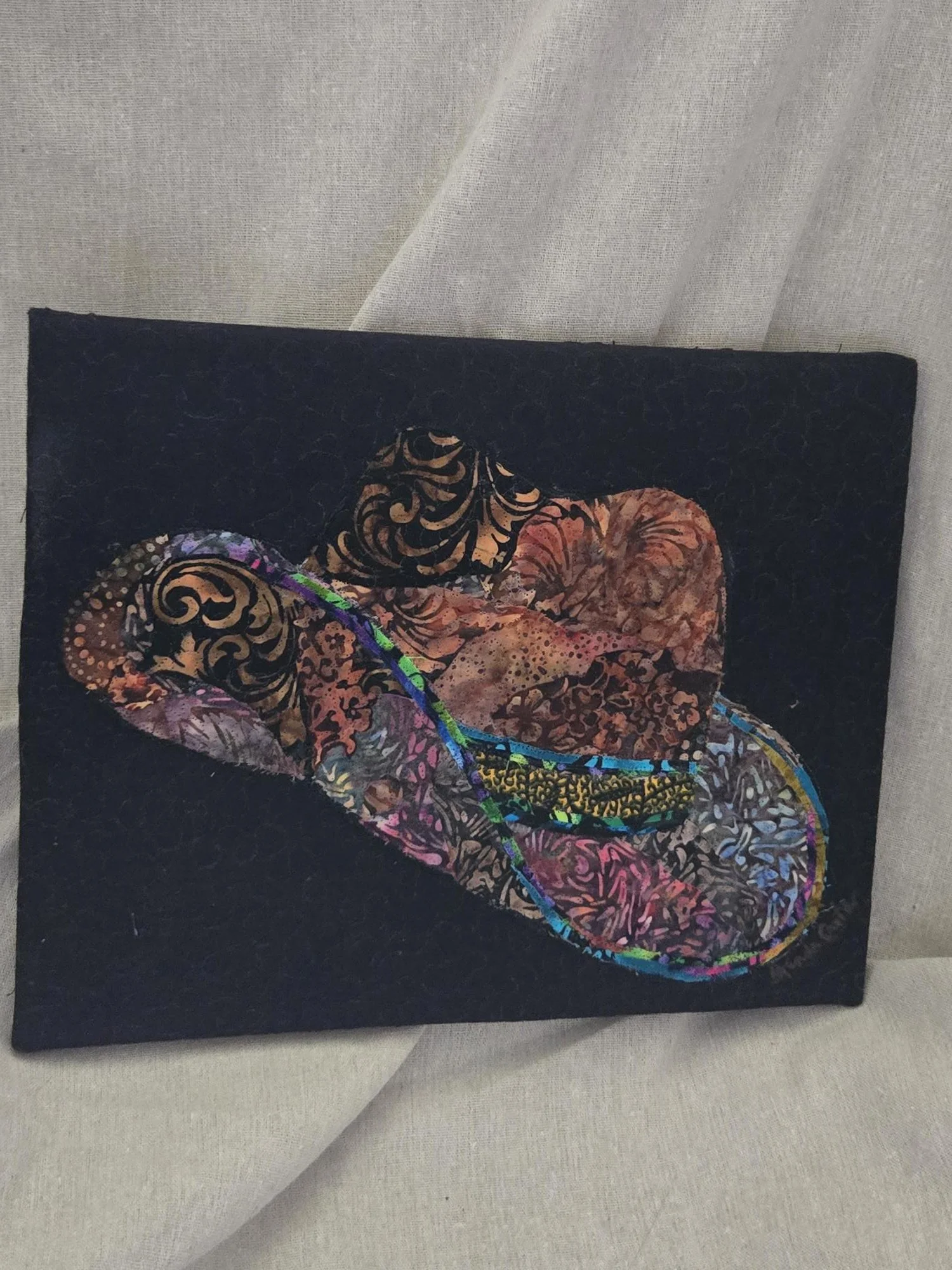 'Classy Cowboy hat' Fabric Collage 11x14.jpg