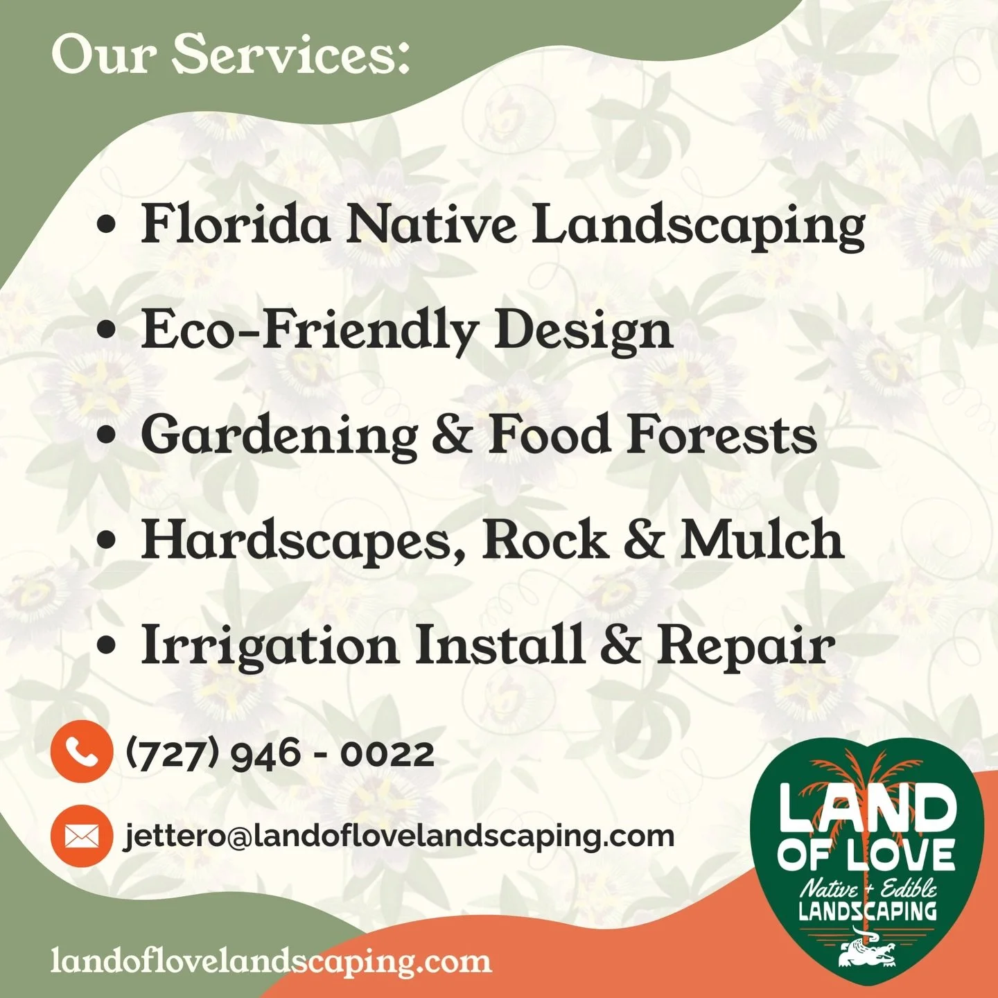 Thoughtful landscaping rooted in care for the land 🌿

We specialize in Florida native landscaping, eco-friendly design, edible gardens, and irrigation installation &amp; repair &mdash; creating outdoor spaces that are both beautiful and sustainable.